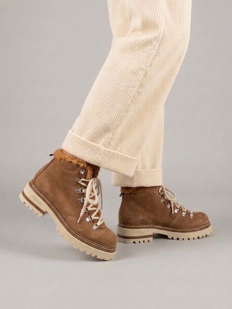 Alpen Boots donna scarpa pedula in nabuk nocciola con interno in montone BRAIES