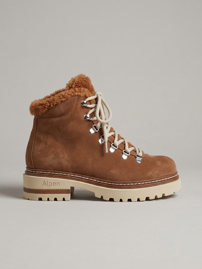 Alpen Boots donna scarpa pedula in nabuk nocciola con interno in montone BRAIES