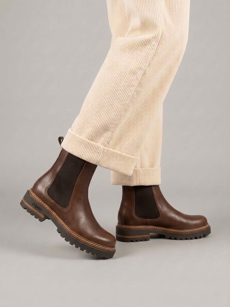 Alpen Boots donna polacchino chelsea in pelle marrone GINEVRA