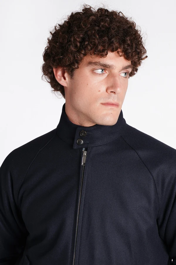 Baracuta giubbotto uomo Harrington G9 melton lana e cashmere blu - immagine 2