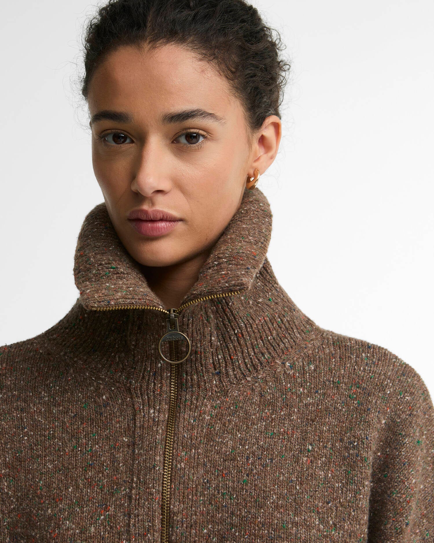 Barbour donna maglia donegal mezza zip beige LAVENSDALE - immagine 2