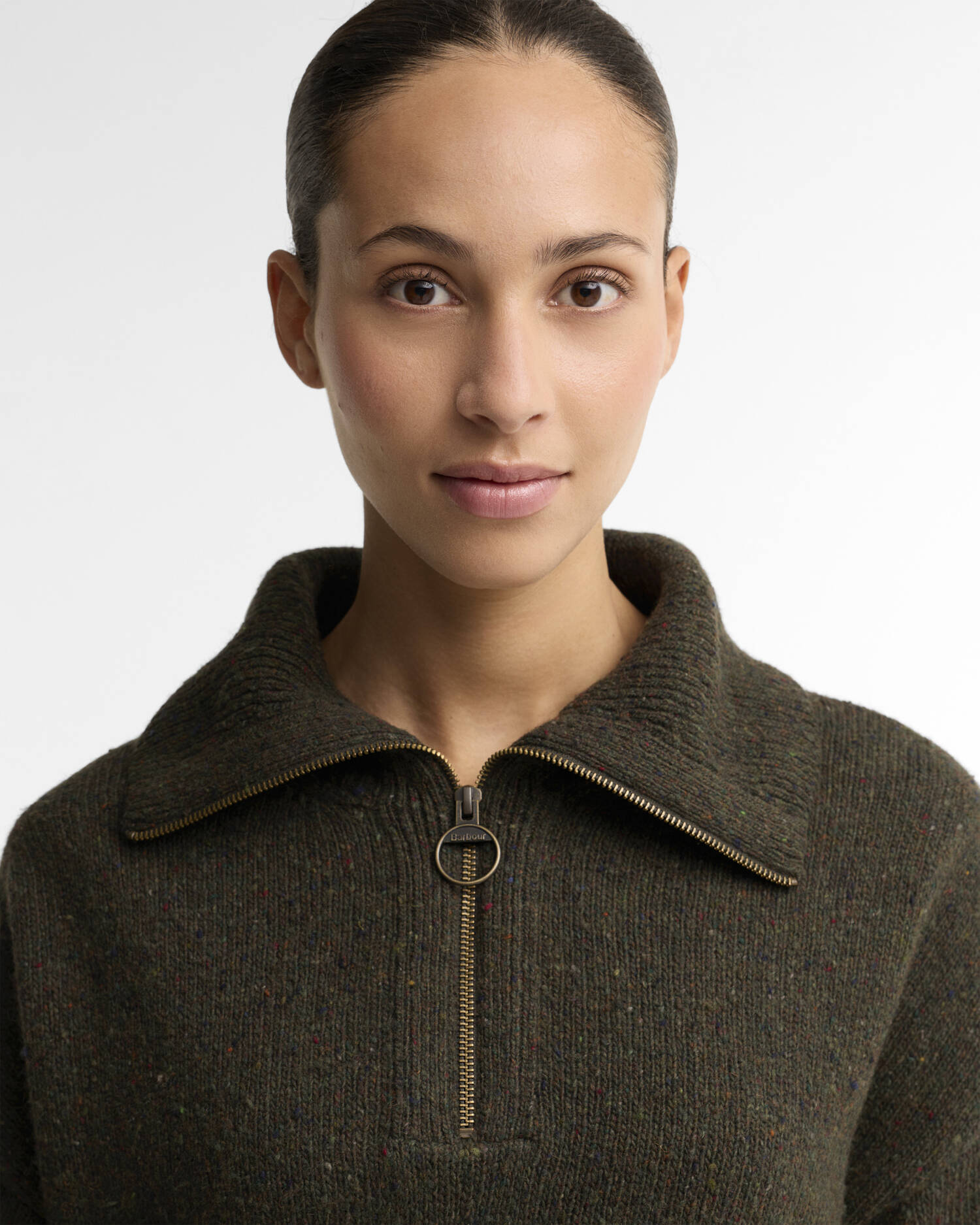 Barbour donna maglia donegal mezza zip verde LAVENSDALE - immagine 2