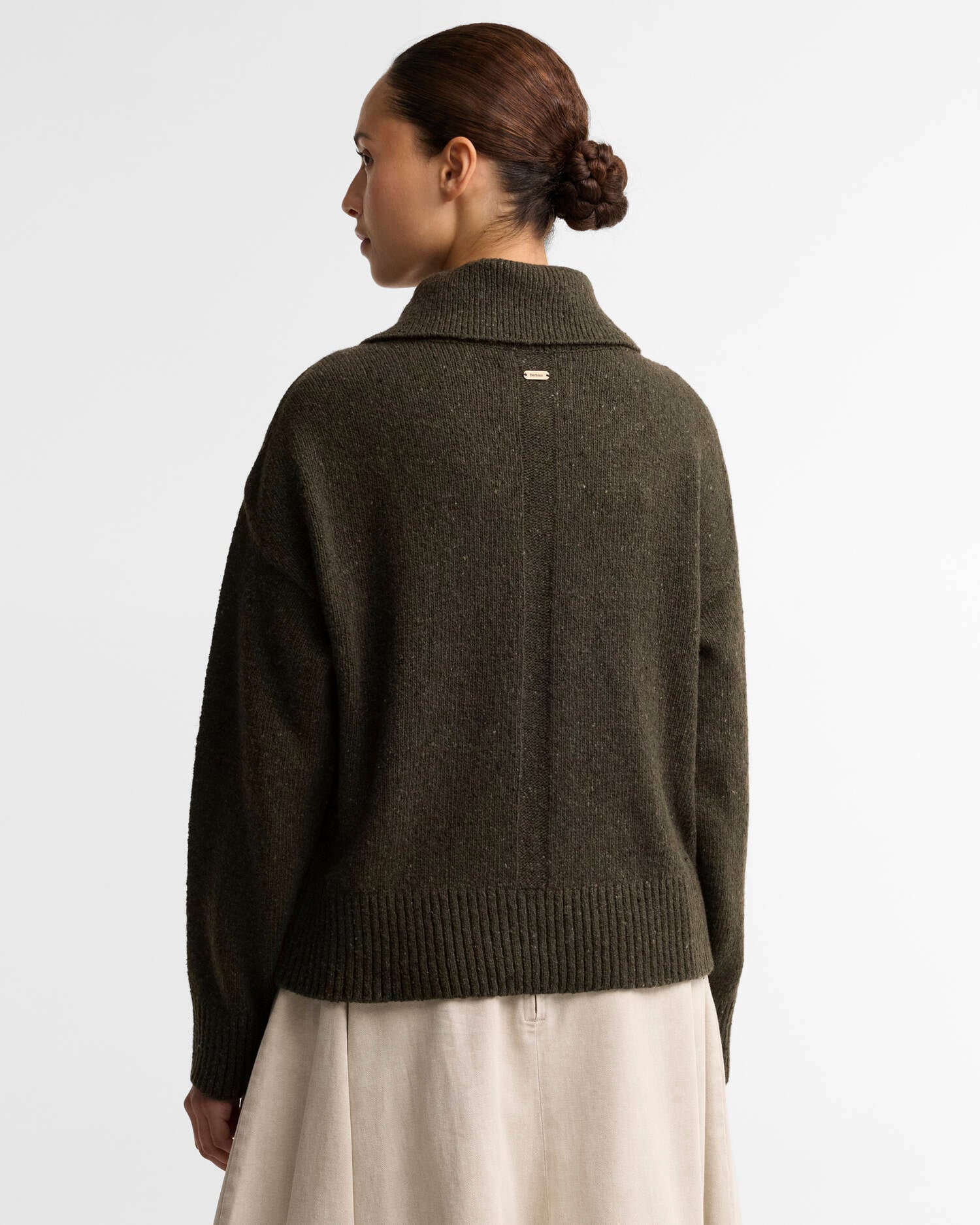 Barbour donna maglia donegal mezza zip verde LAVENSDALE - immagine 3