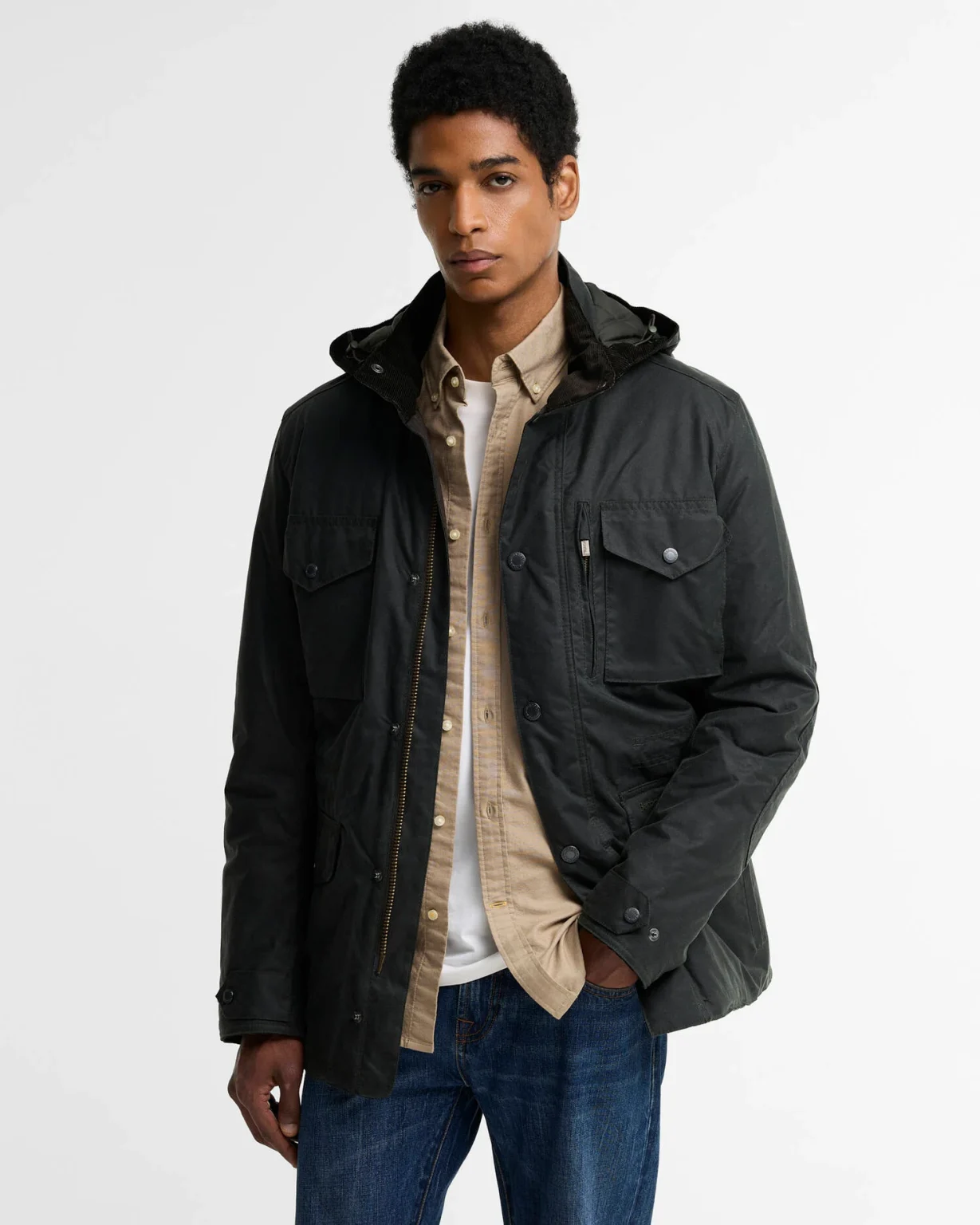 Barbour uomo parka in cotone cerato verde WINTER SAPPER