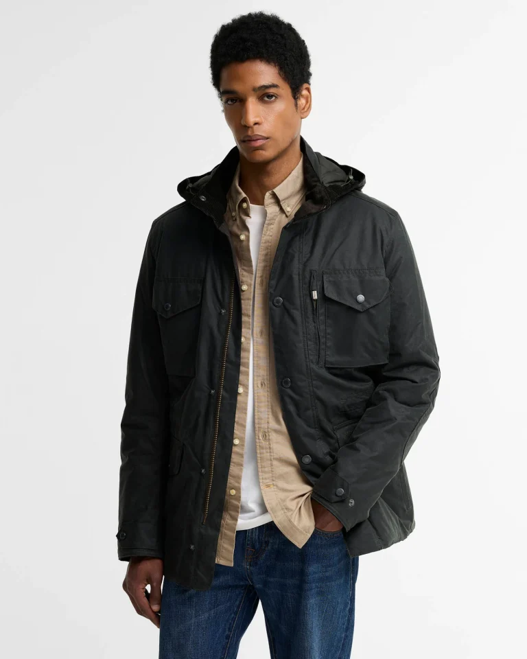 Barbour uomo parka in cotone cerato verde WINTER SAPPER