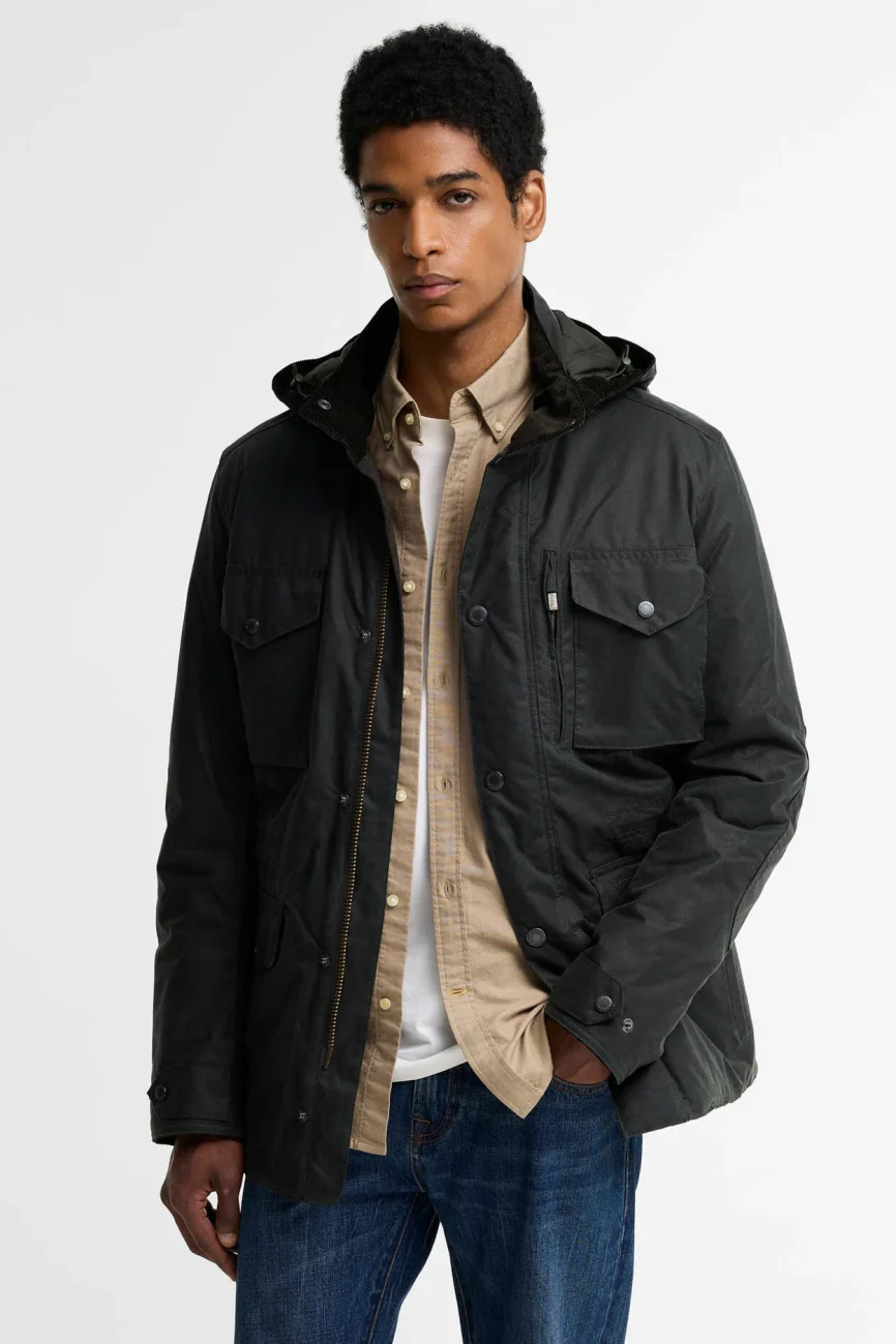 Barbour uomo parka in cotone cerato verde WINTER SAPPER
