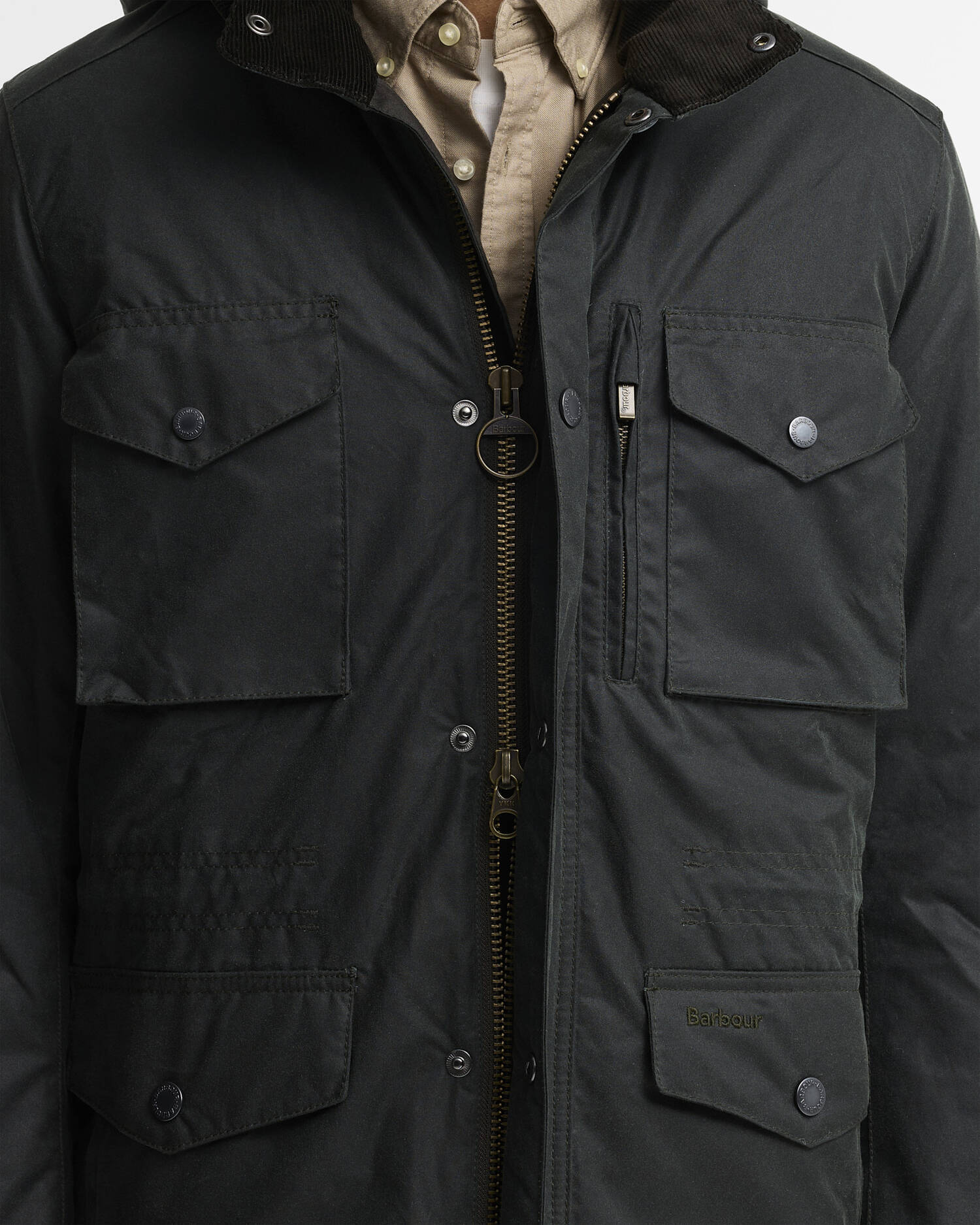 Barbour uomo parka in cotone cerato verde WINTER SAPPER - immagine 4