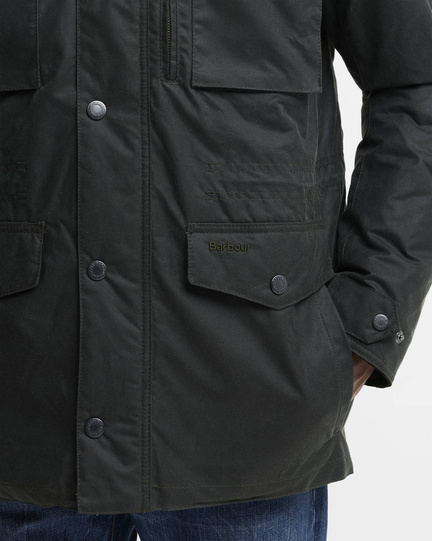 Barbour uomo parka in cotone cerato verde WINTER SAPPER - immagine 3