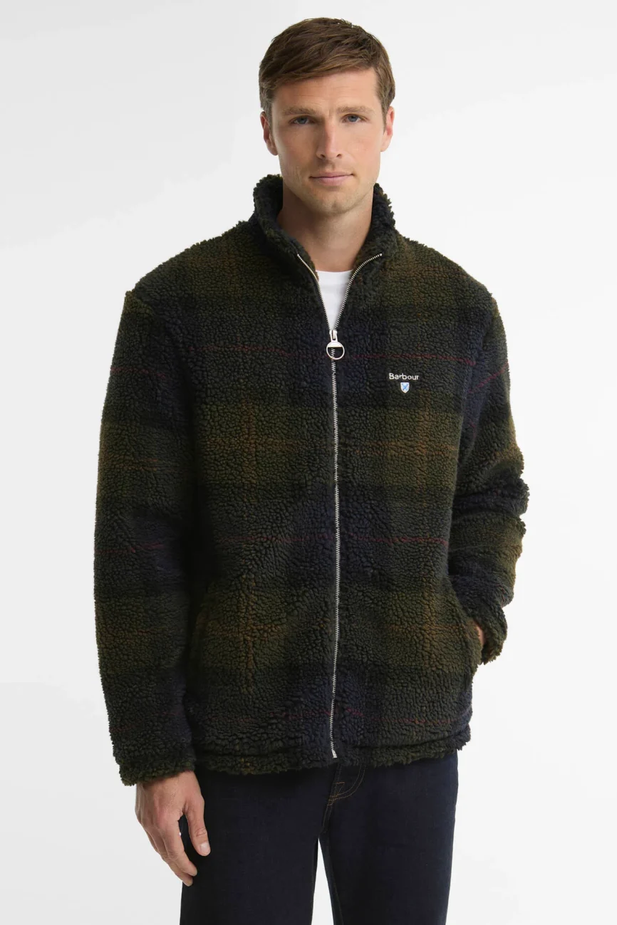Barbour uomo giubbotto in pile sherpa tartan