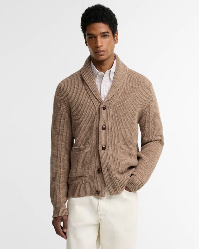 Barbour uomo cardigan a coste costa inglese beige HARTLAND