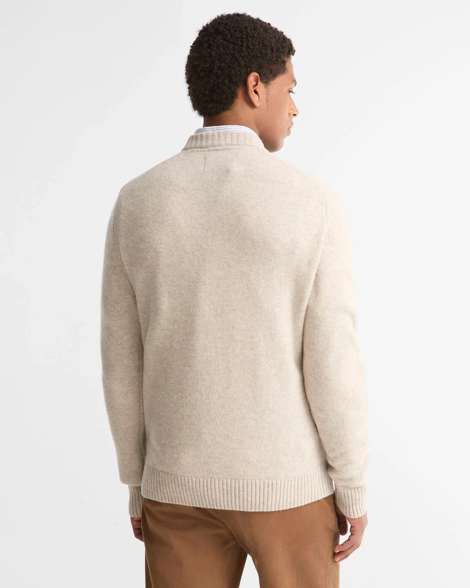 Barbour uomo maglia girocollo in lambswool bianco panna NEWTOWN - immagine 3