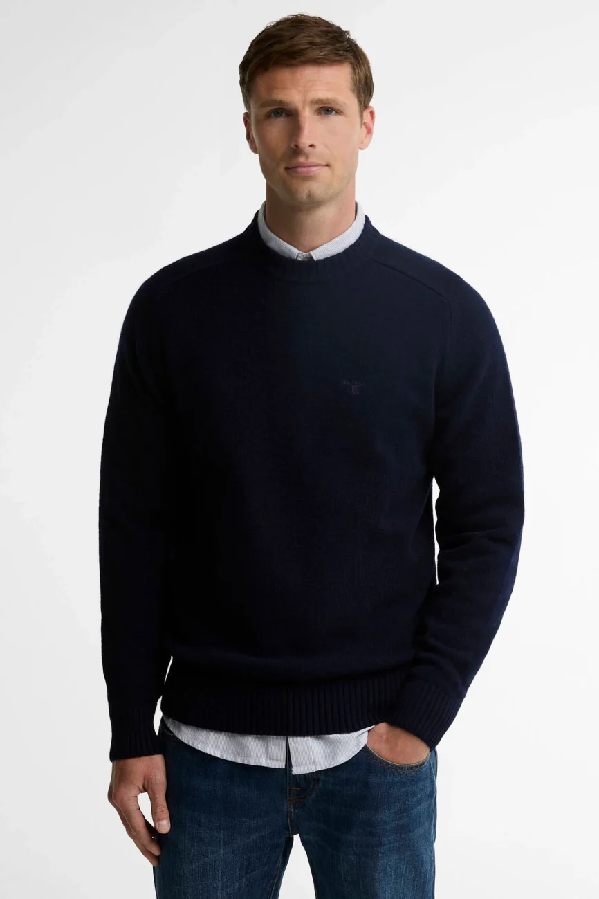 Barbour uomo maglia girocollo in lambswool blu NEWTOWN