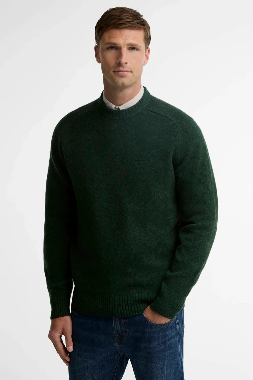 Barbour uomo maglia girocollo in lambswool verde NEWTOWN