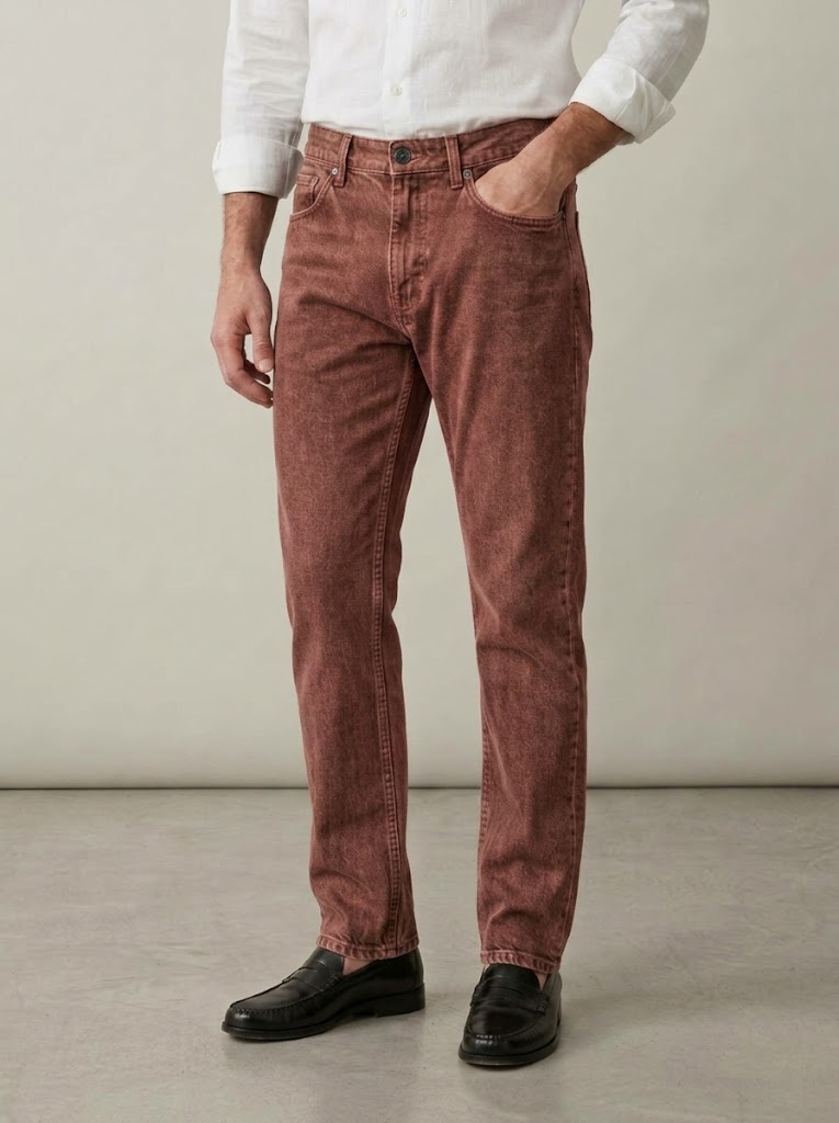 Berselli dal 1937 jeans in drill di cotone delavato con bottoni bordeaux LONDON CAPRI
