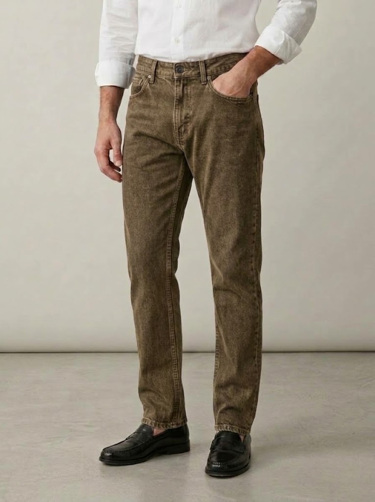 Berselli dal 1937 jeans in drill di cotone delavato con bottoni marrone LONDON CAPRI