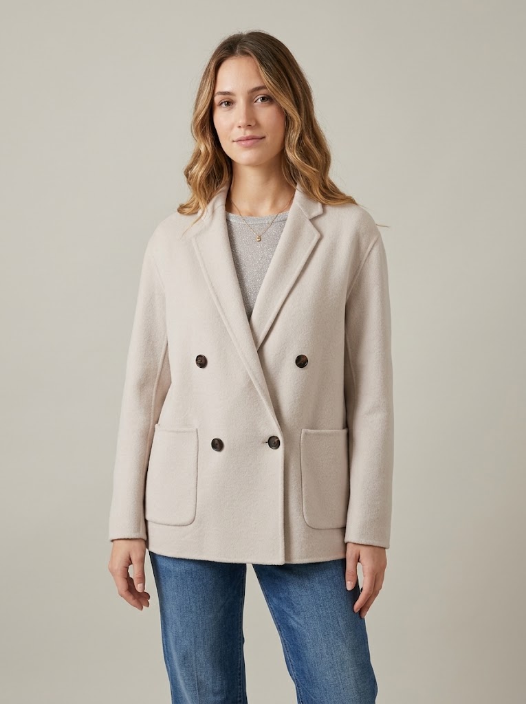 Bolters and co. donna giacca doppio petto in panno bianco panna MERYL