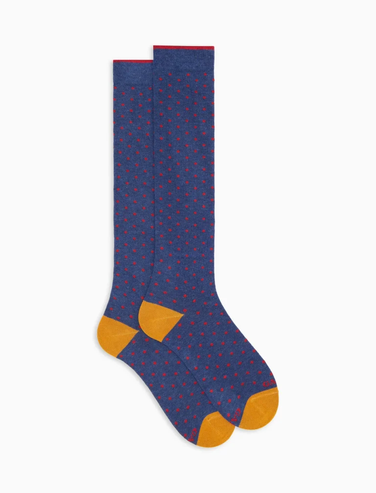 Gallo uomo calze lunghe a pois jeans mattone 103013