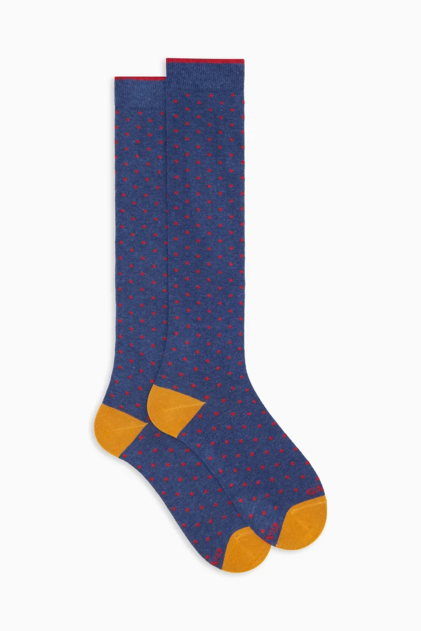 Gallo uomo calze lunghe a pois jeans mattone 103013