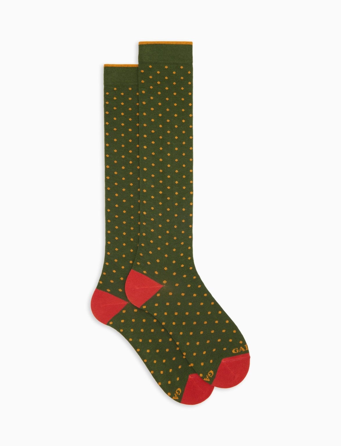 Gallo uomo calze lunghe a pois muschio curry 103013