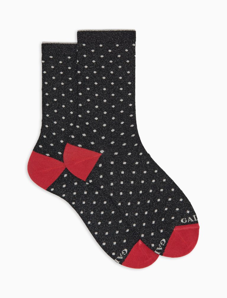 Gallo donna calze corte in lurex a pois carbone 512108