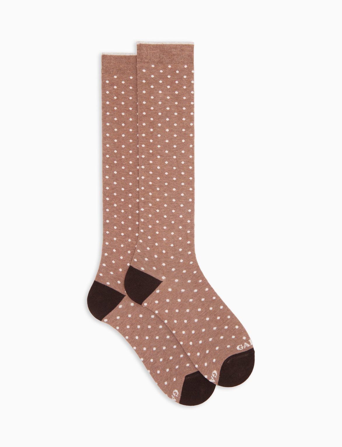 Gallo donna calze lunghe a pois noce panna 102275