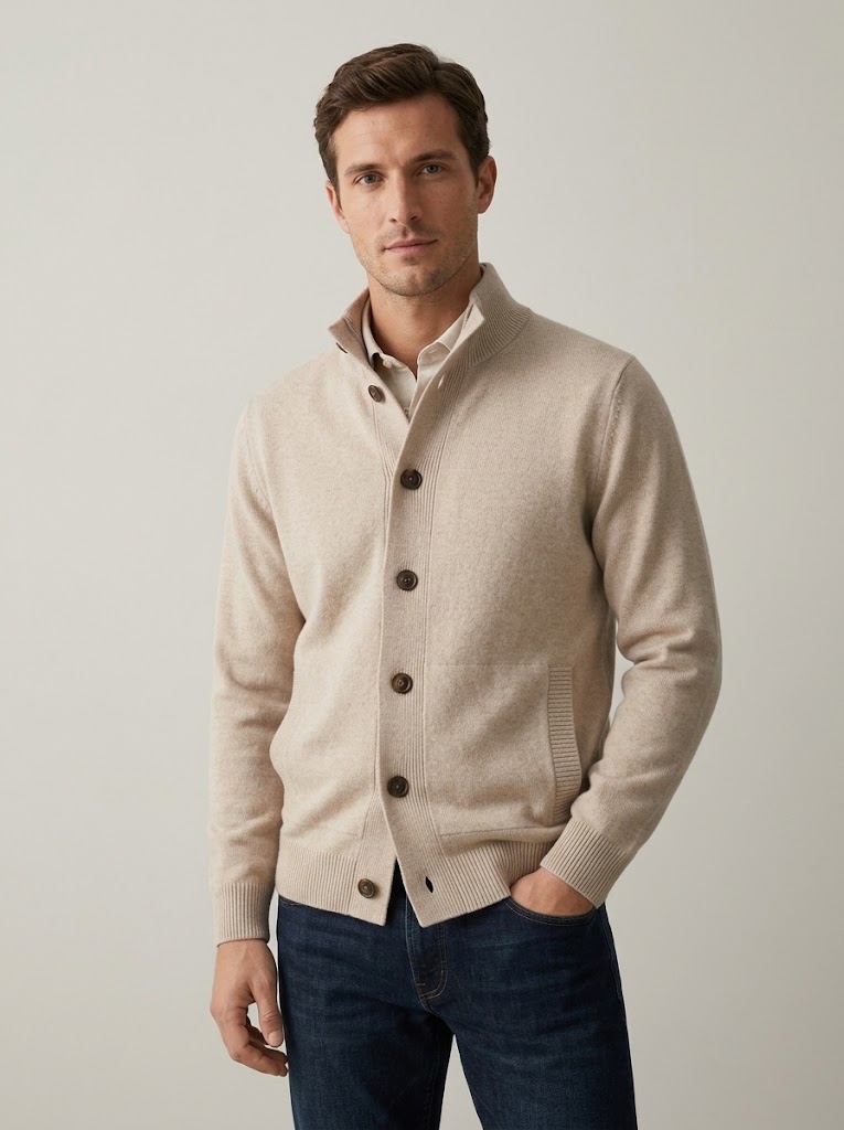Filippo De Laurentiis maglia cardigan in lana e cashmere beige
