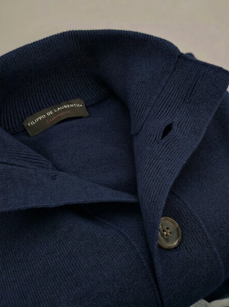 Filippo De Laurentiis maglia cardigan in lana e cashmere blu navy - immagine 2