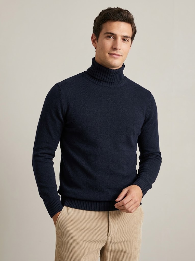 Filippo De Laurentiis maglia dolcevita in merino nuvola blu