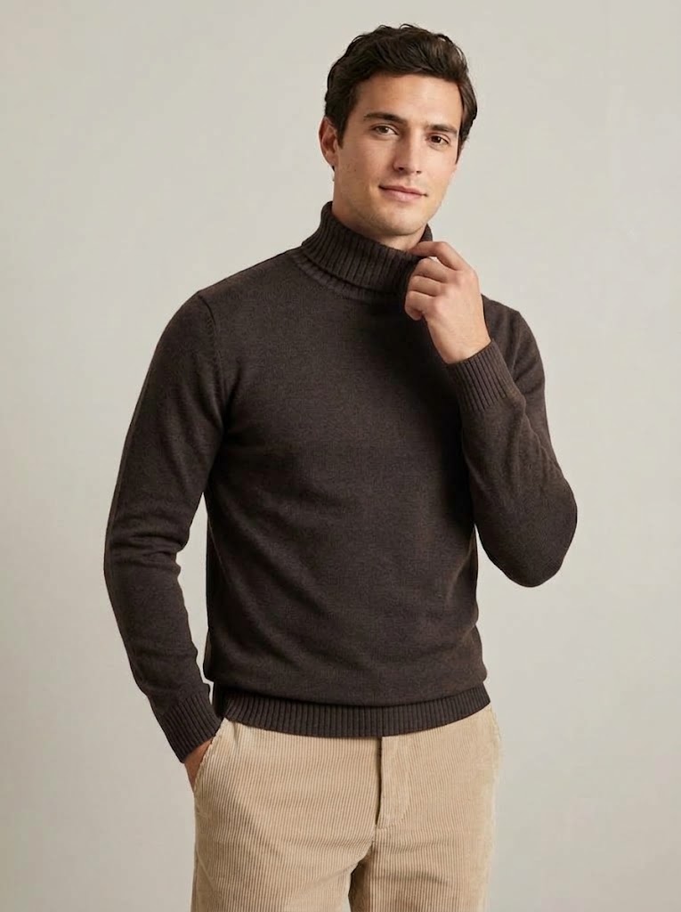 Filippo De Laurentiis maglia dolcevita in merino nuvola marrone