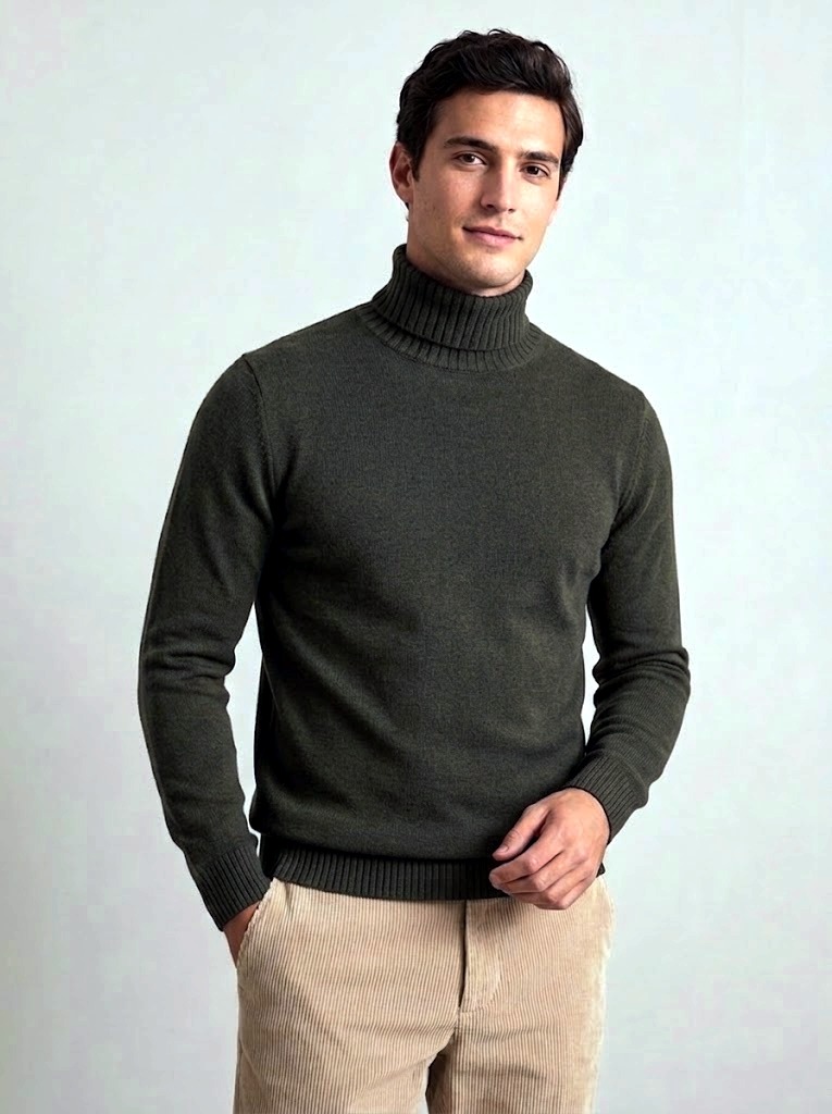 Filippo De Laurentiis maglia dolcevita in merino nuvola verde loden