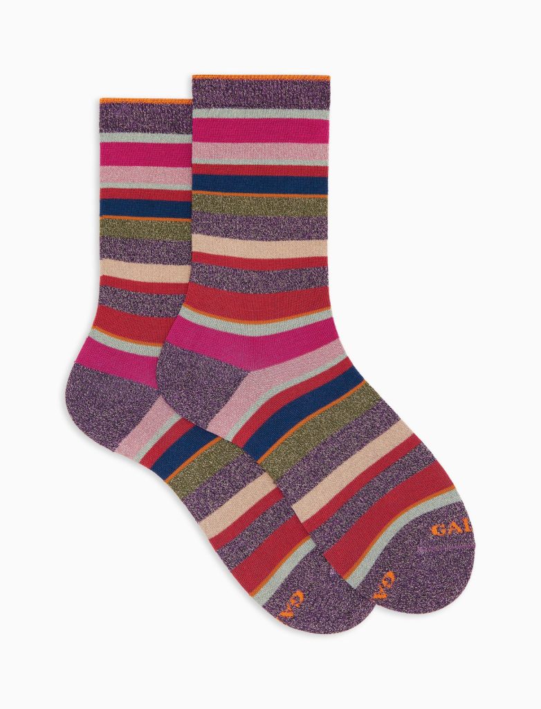 Gallo donna calze corte in lurex a righe multicolor strelizia 512028