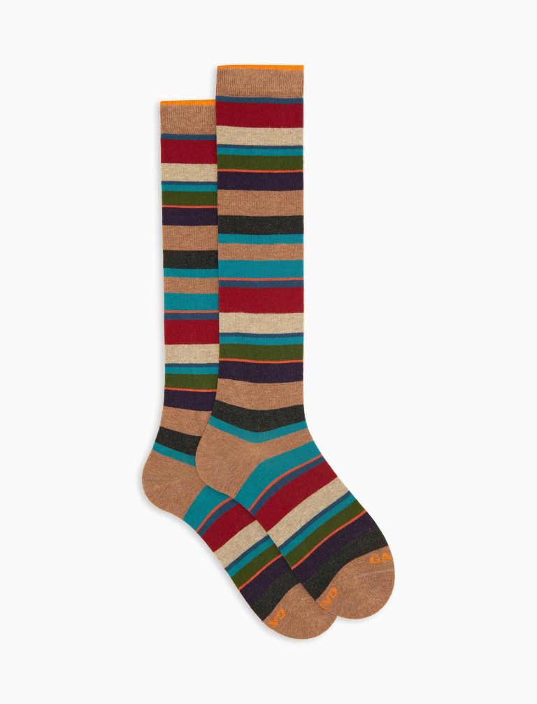 Gallo donna calze lunghe a righe multicolor noce paprika 102528