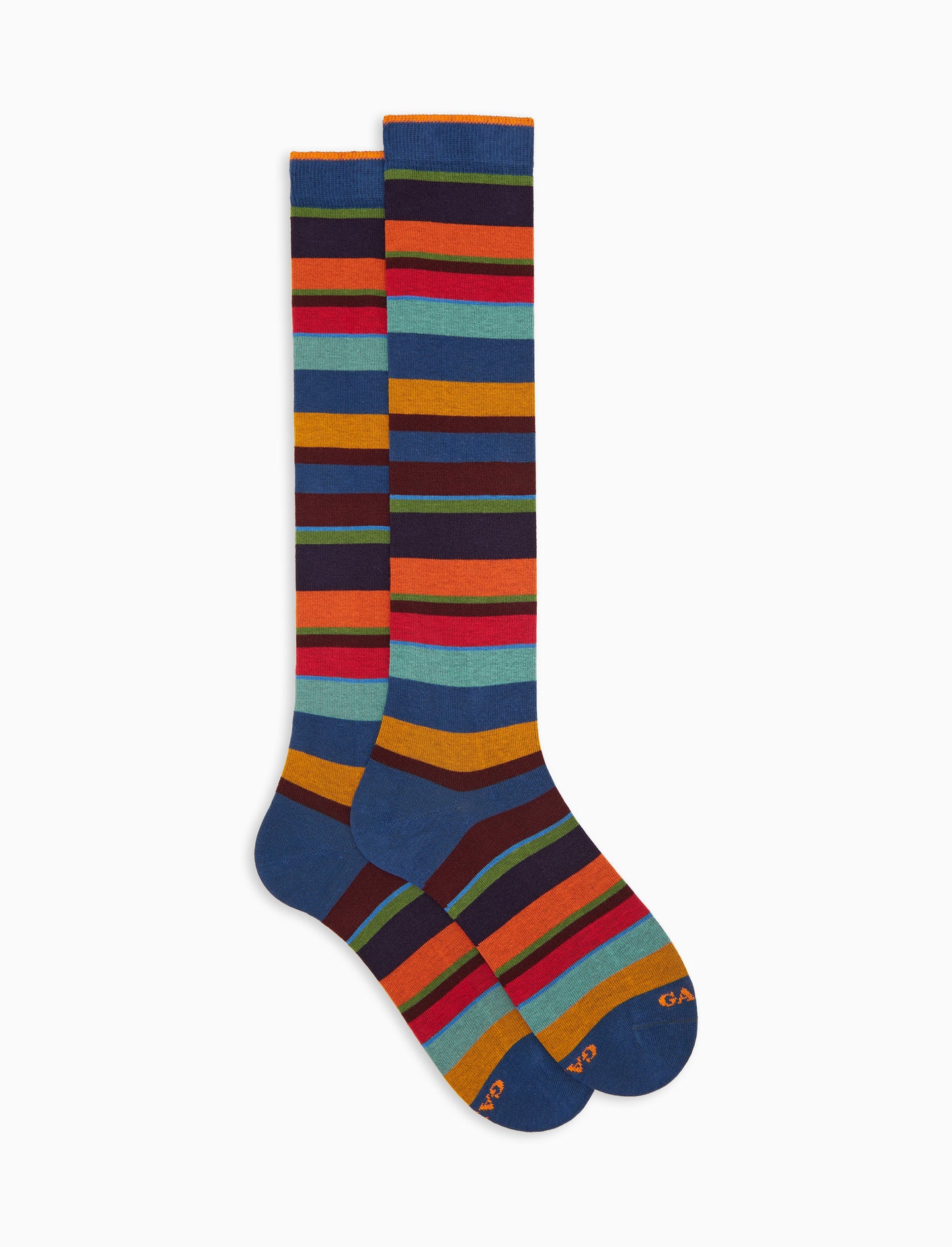 Gallo uomo calze lunghe a righe multicolor abisso rame 103413
