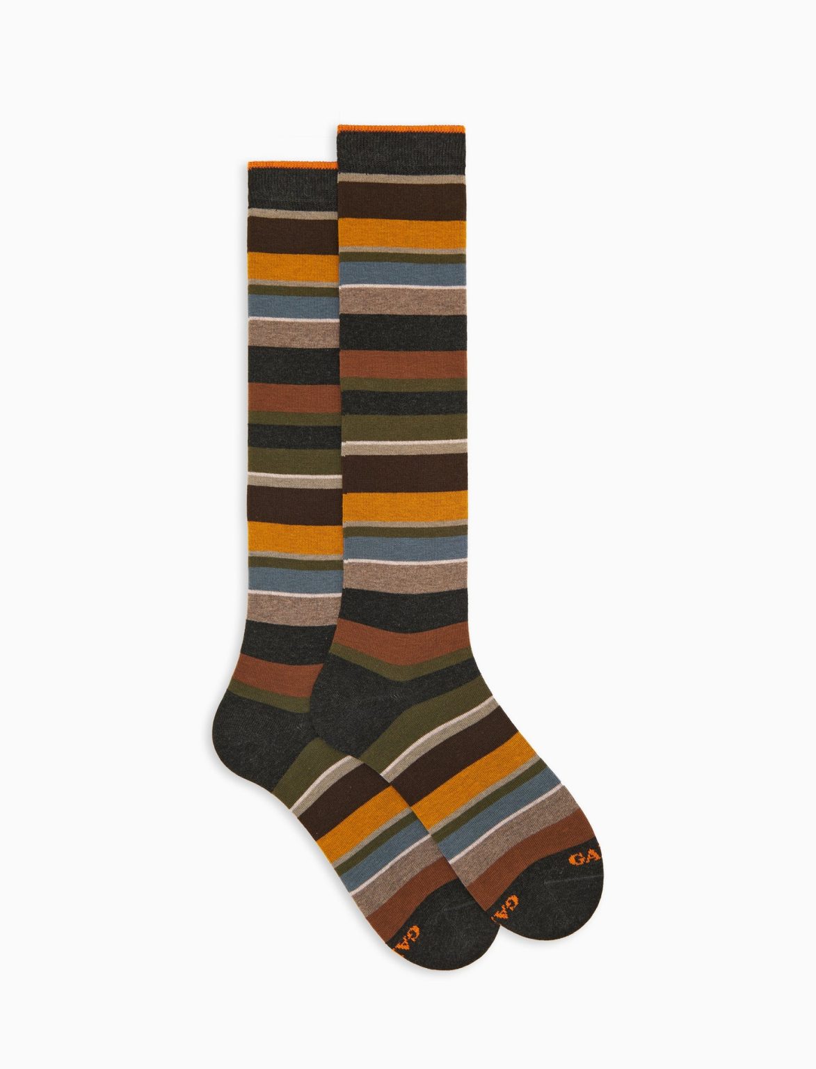 Gallo uomo calze lunghe a righe multicolor antracite militare 103413