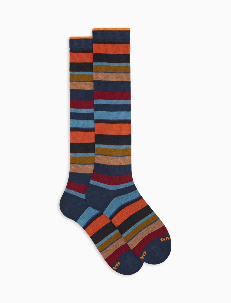 Gallo uomo calze lunghe a righe multicolor royal noce 103413