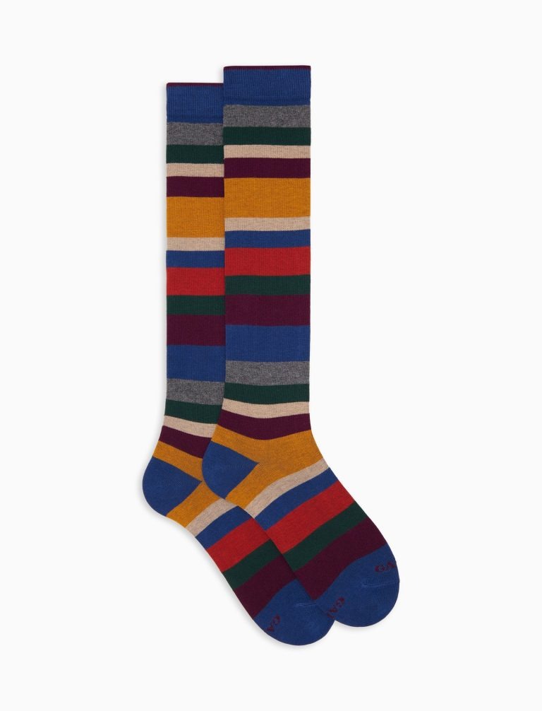 Gallo uomo calze lunghe a righe sette colori abisso bietola 514263