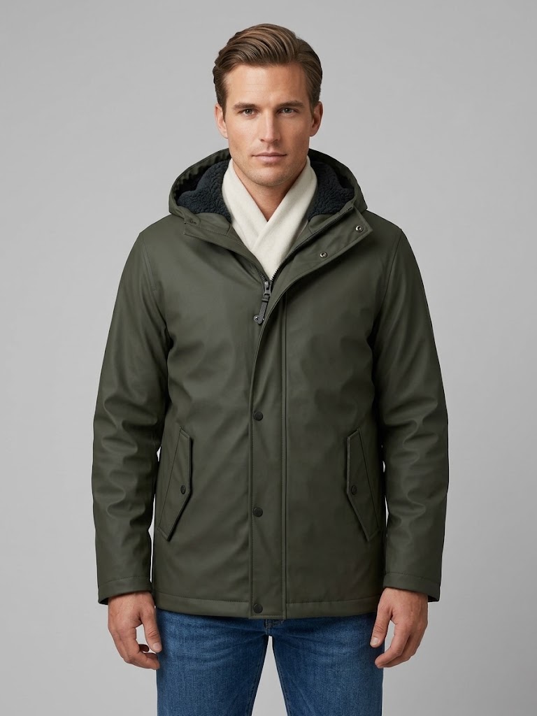 Homeward uomo parka gommato verde oliva scuro PORTSMOUTH