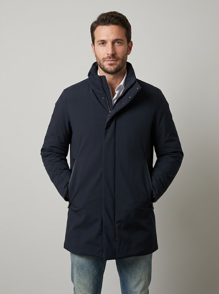 Homeward uomo imbottito lungo in nylon elasticizzato blu CALAFATE