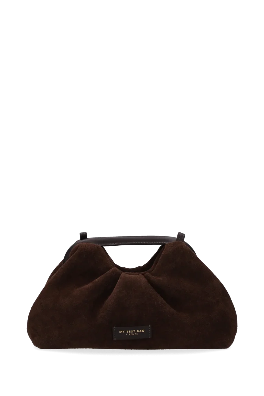 My Best Bag borsa a mano in pelle scamosciata marrone scuro JANINE SUEDE small
