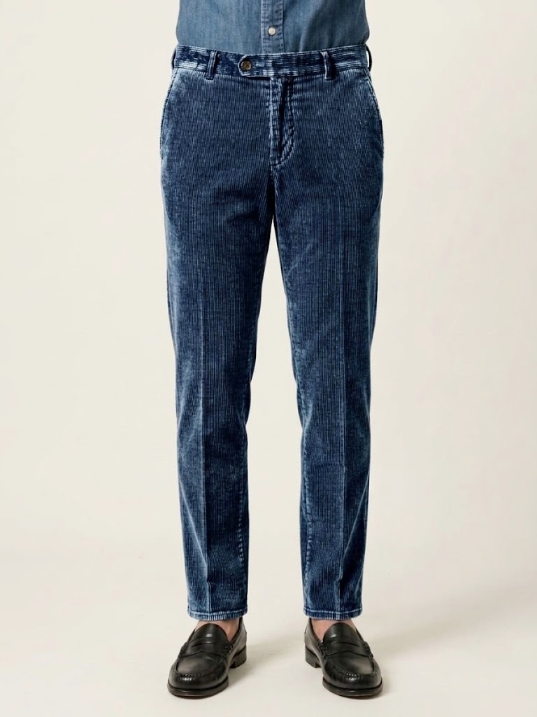 PT Pantaloni Torino pantalone slim fit in velluto acidato blu
