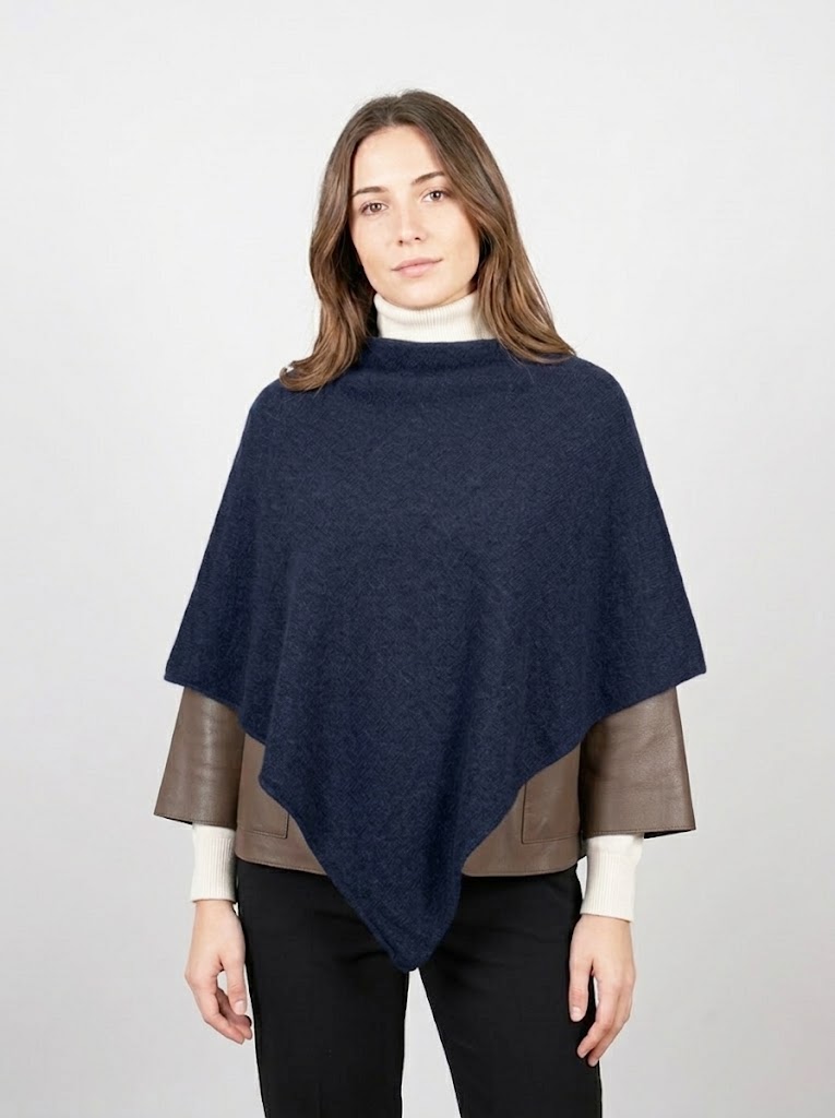 Riviera Cashmere poncho cashmere blu marine