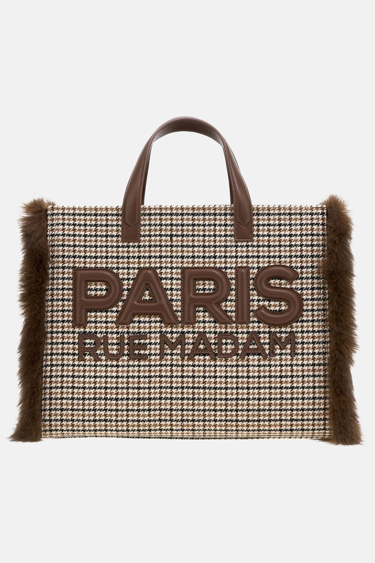Rue Madam Paris borsa tote pied de poule marrone MEGEVE