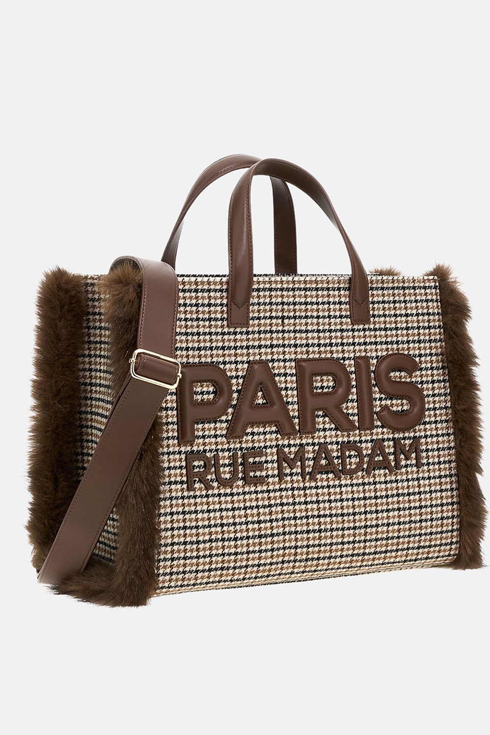 Rue Madam Paris borsa tote pied de poule marrone MEGEVE - immagine 3