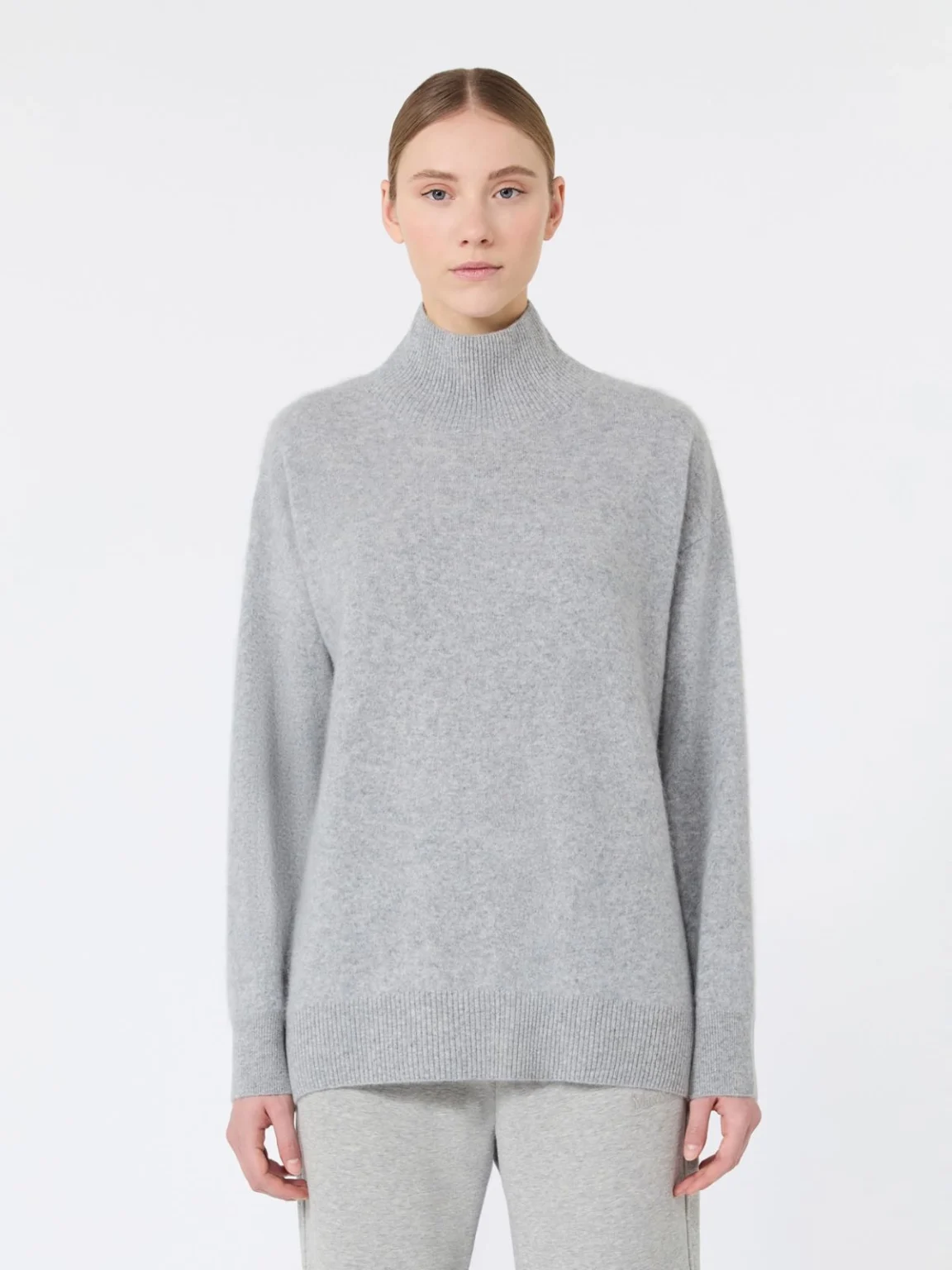 'S Max Mara maglia dolcevita in lana garzata grigia SMMVINCI