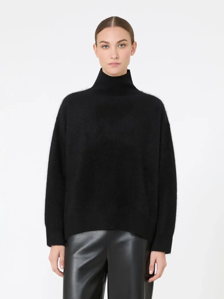 'S Max Mara maglia dolcevita in lana garzata nera SMMDANZA