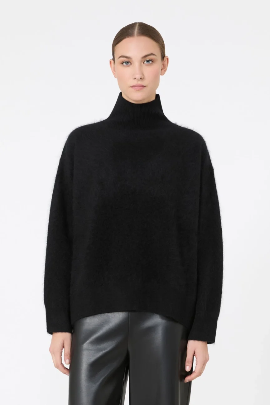 'S Max Mara maglia dolcevita in lana garzata nera SMMDANZA
