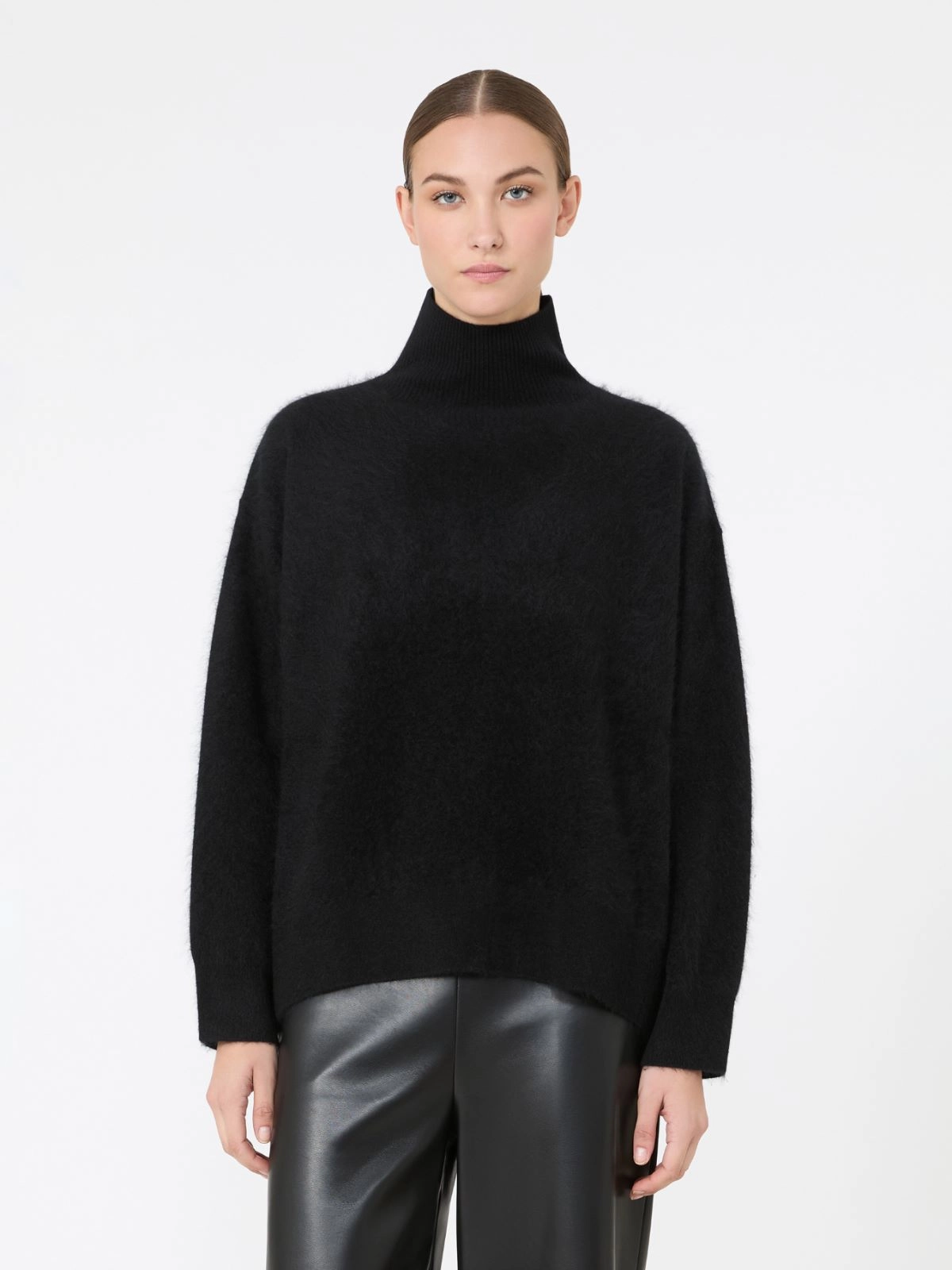 'S Max Mara maglia dolcevita in lana garzata nera SMMDANZA