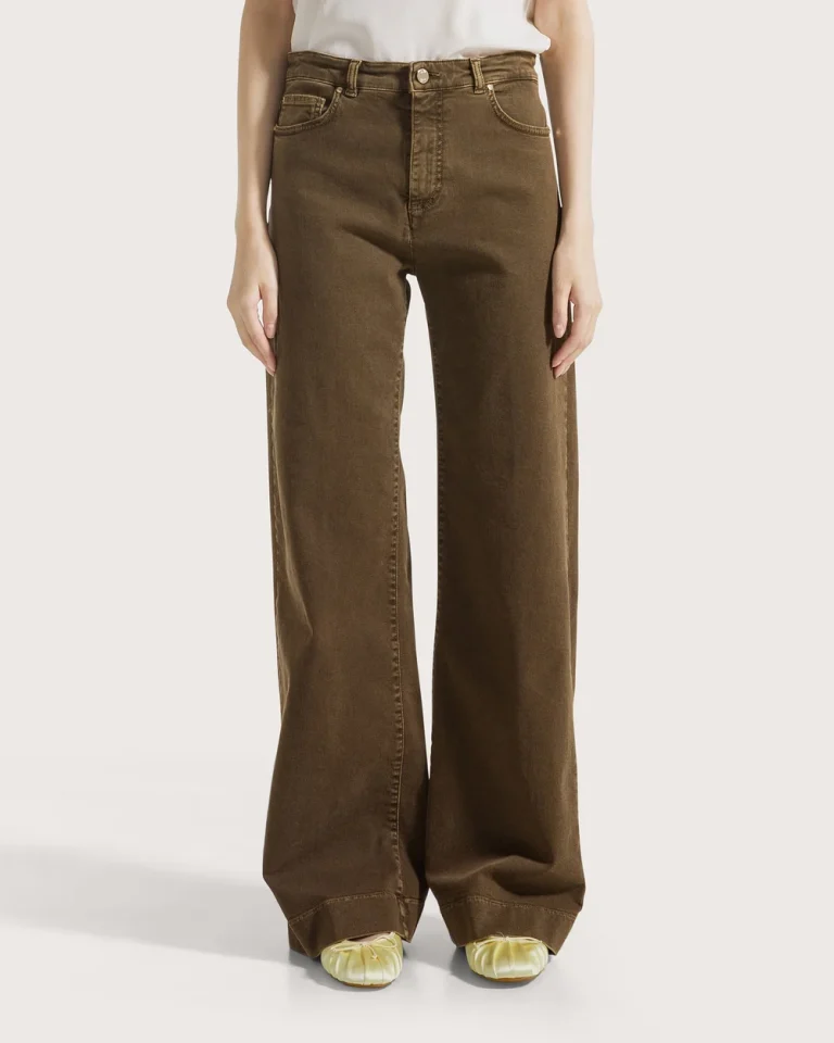 Seventy 19.70 pantalone gamba larga stone washed marrone