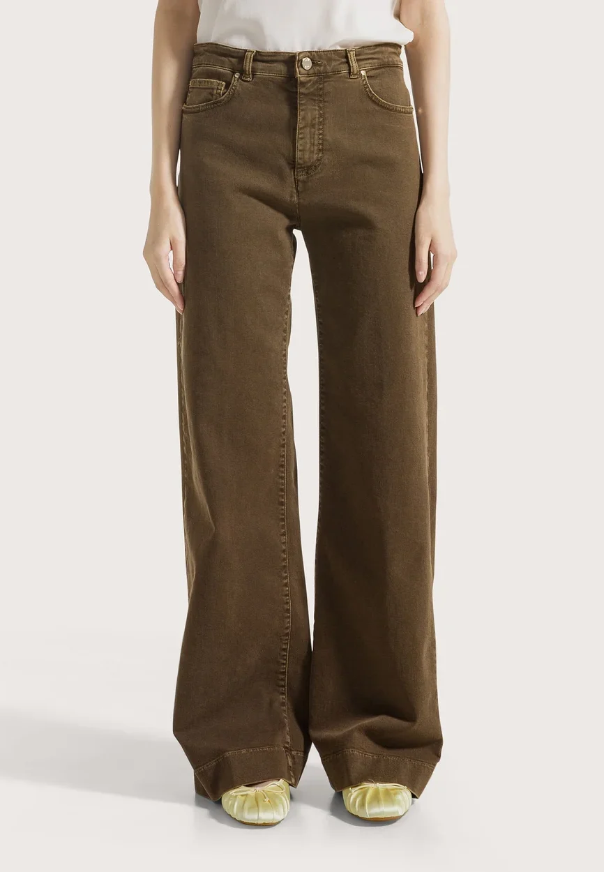 Seventy 19.70 pantalone gamba larga stone washed marrone
