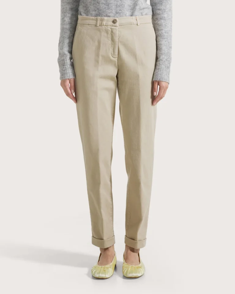 Seventy 19.70 pantalone chino in gabardina elasticizzata beige